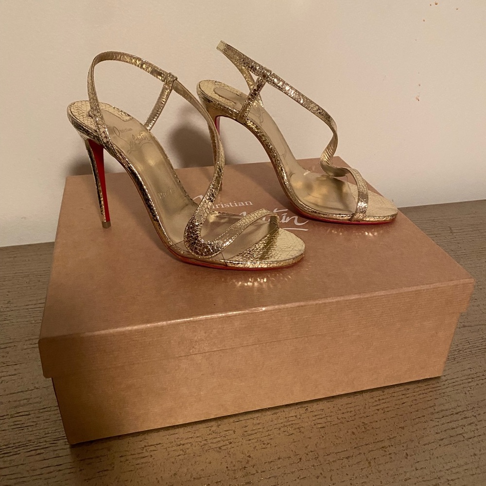Christian Louboutin Gold Strappy High Heel Sandals